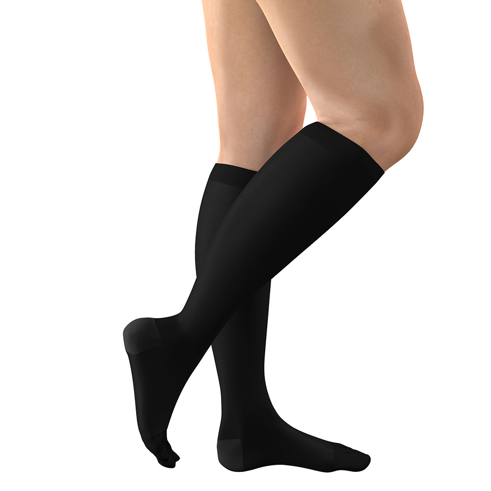 FITLEGS Class 2 Below-Knee Black Compression Stockings, Health