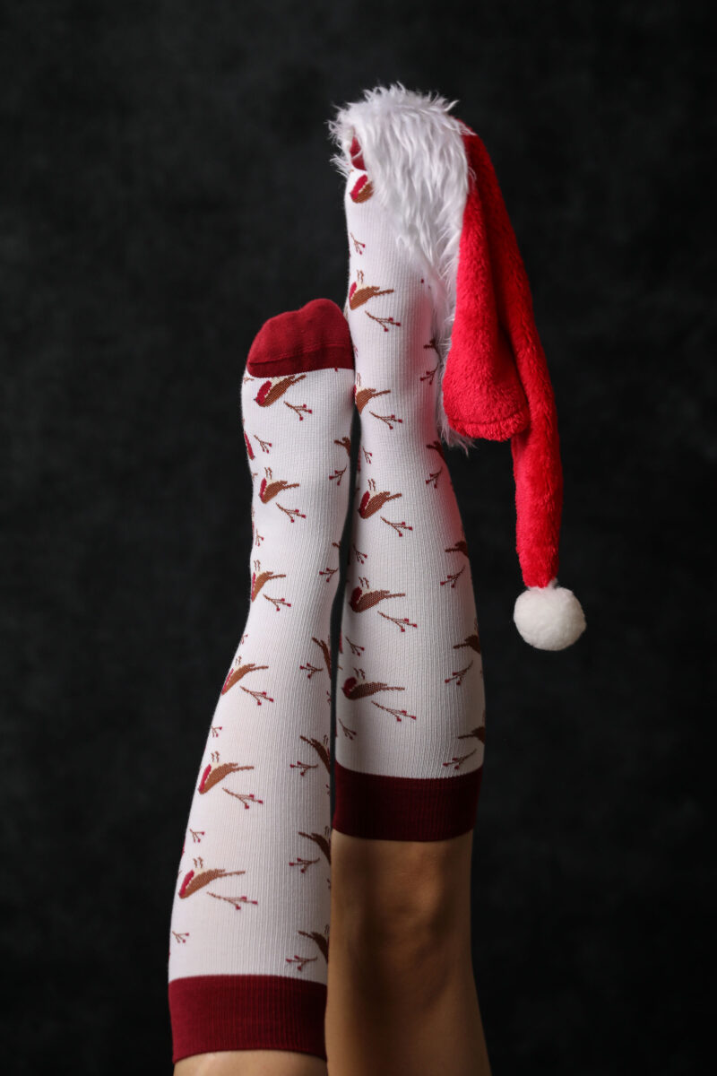 FITLEGS Red & White Compression Socks Christmas