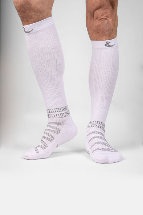 White Sports Compression Socks Front