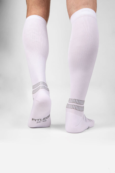 White Sports Compression Socks Back